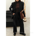 Women's 2023 Fall Two Piece Outfits Blazer Jacket and Wide Leg Pants Pockets Business Casual Suit Sets